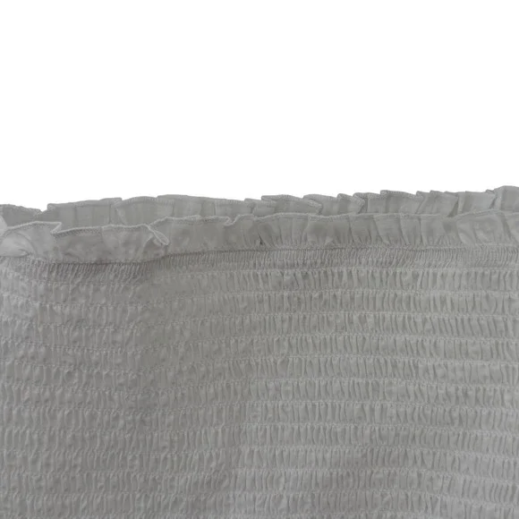 Love Tree White Eyelet Crop Top Smocked Square Neck Long Sleeve Coquette Large - Picture 2 of 13